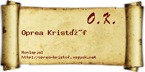 Oprea Kristóf névjegykártya